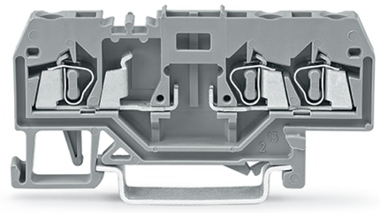3-conductor carrier terminal block; for DIN-rail 35 x 15 and 35 x 7.5; 2.5 mm; CAGE CLAMP; 2,50 mm; gray