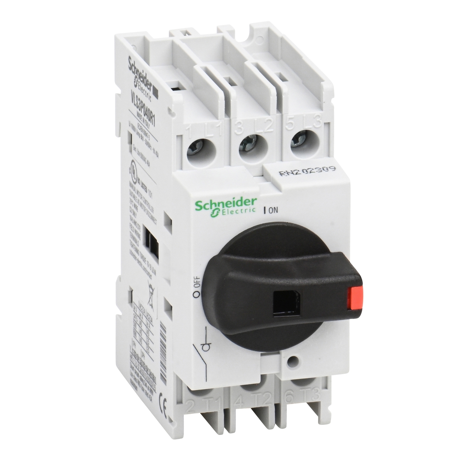 Disconnect switch, TeSys VLS, body switch, 40A, 20HP at 480VAC, UL508, three phase, 5kA SCCR, size 1, DIN rail mount