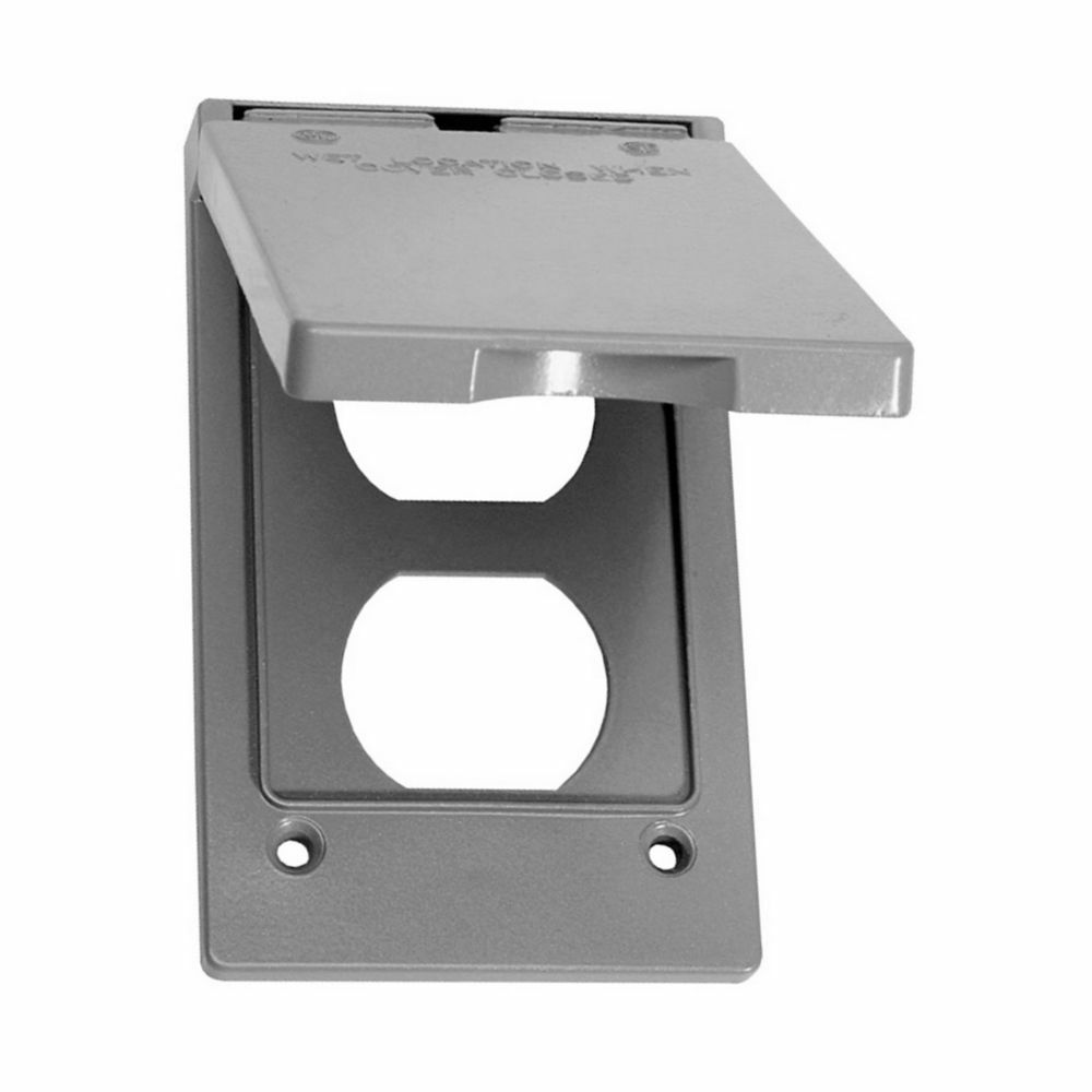 Eaton Crouse-Hinds series weatherproof self-closing cover, Gray, Die cast aluminum, Vertical, Single-gang, Duplex cover