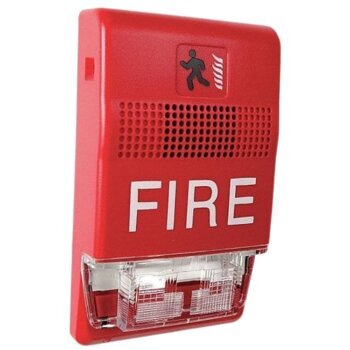 Chime/Strobe, 24 VDC, Selectable Candela, “FIRE” Marking, Red