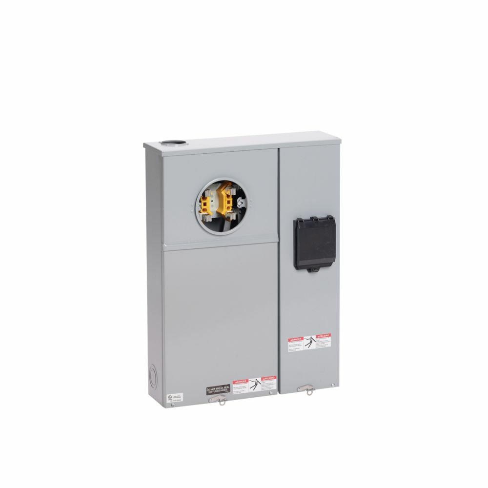 U227 MTBPL Meter Breakers, 200 Amp, Test Block Ringed, 3R, ANSI 61 Gray Painted, 200 kAIC, #6-250 MCM, Main Fuse, Galvanized Steel, Side, 4 Jaw, 1 Pole, 1 Phase, 3 Wire, OH, UG