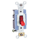 15 Amp, 120 Volt, Toggle Pilot Light, Illuminated ON, Req. Neutral Single-Pole AC Quiet Switch, Industrial Grade, Self Grounding, Red
