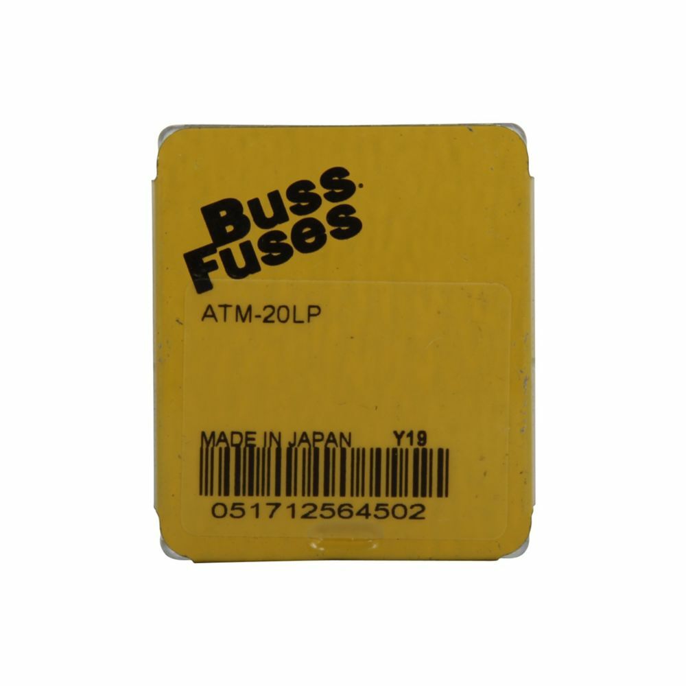 Eaton Bussmann series ATM low-profile blade fuse, Color code yellow, 32 Vdc, 20A, 1 kAIC, Non Indicating, Low-profile blade fuse, Blade end, Colored plastic housing, zinc fuse element