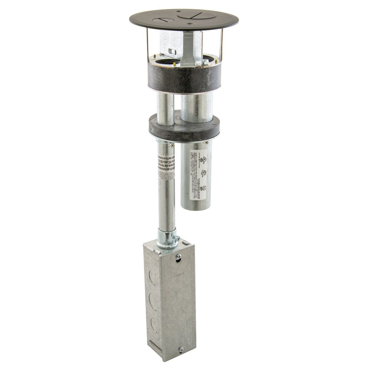 Fire Rated Poke Throughs, Furniture Feed 4" Series, Through Floor Fitting, Black Powder Paint Cover, S1FRPTJB