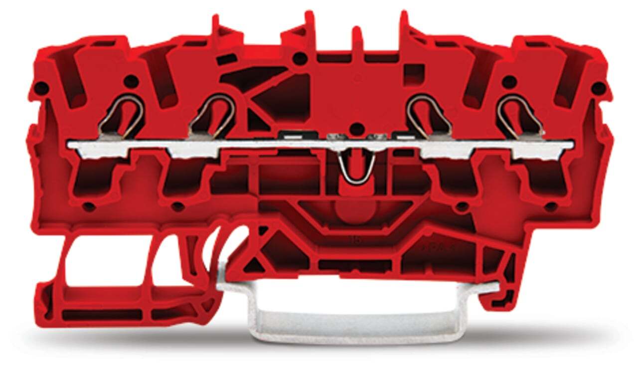 4-conductor through terminal block; 2.5 mm; suitable for Ex e II applications; side and center marking; for DIN-rail 35 x 15 and 35 x 7.5; Push-in CAGE CLAMP; 2,50 mm; red