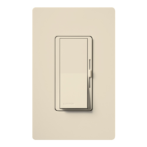 Diva Dimmer - Gloss Finish, Fluorescent or LED Dimming with 0-10V Ballasts and Drivers, Single-pole/3-way, 120-277V/50mA/8A, light almond
