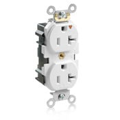 20 Amp, 125 Volt, Modular Duplex Receptacle, Narrow Body, Isolated Ground, Industrial Grade, White