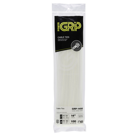 PowerGRP Cable Tie Natural 14" 50lb (100PK)
