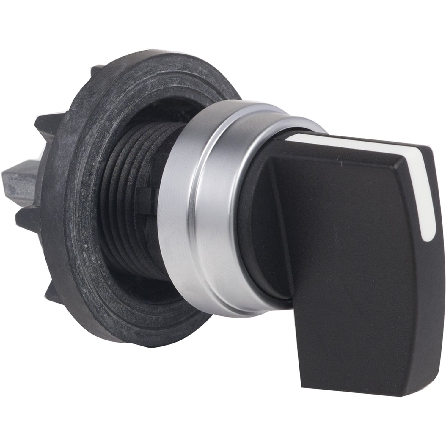 Cam switch operating head, Harmony K1, K2, mounting hole 22mm, plastic head with bezel 29mm, metallic legend, black handle