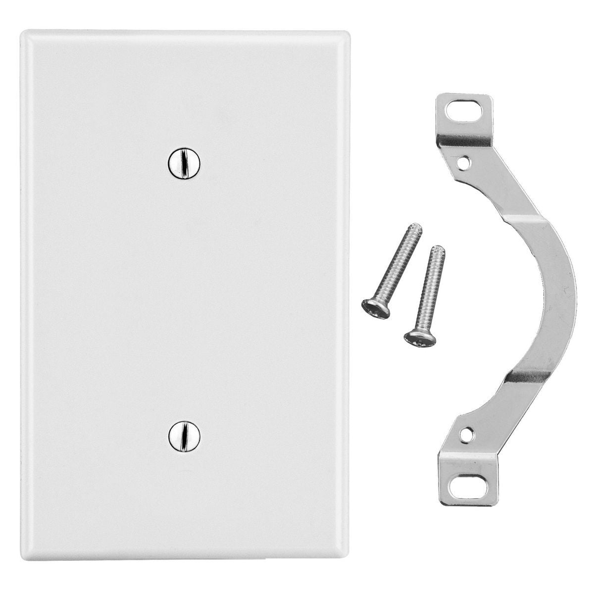 Wallplate, 1-Gang, Strap Mount Blank, White