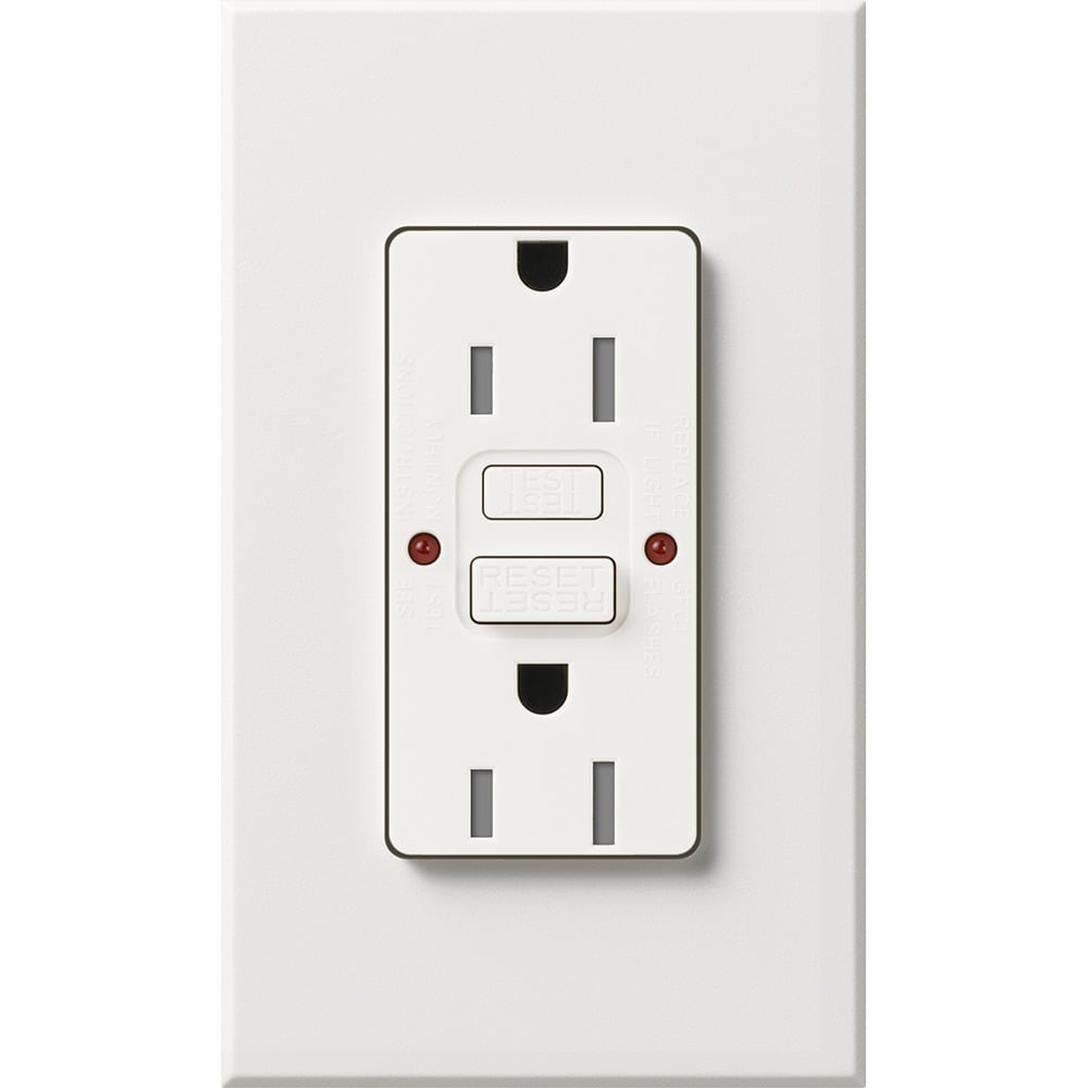 Architectural Series tamper resistant, Self-testing GFCI receptacle, 15A in white