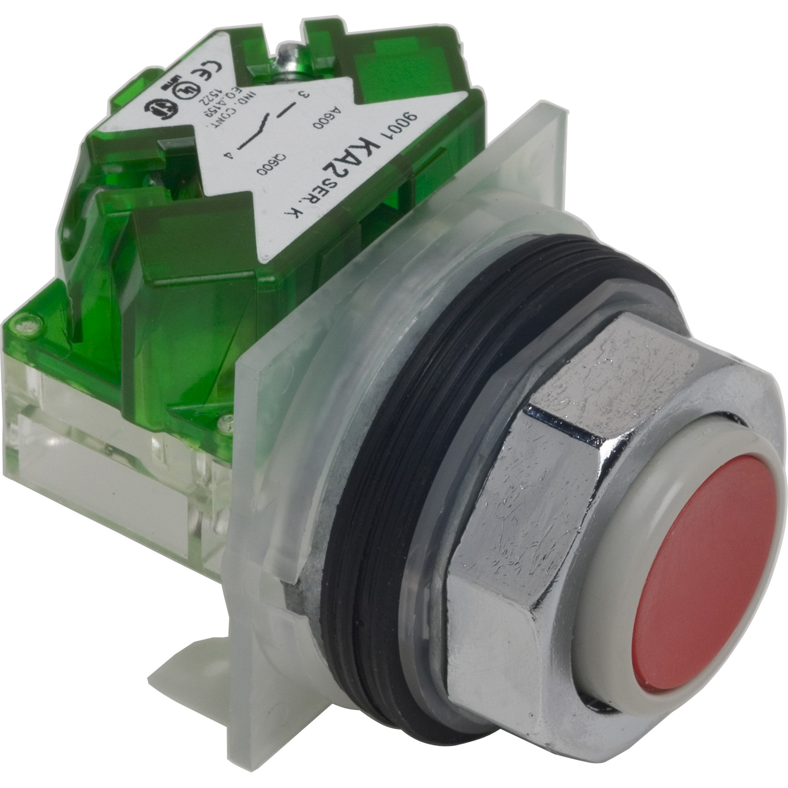 Push-button, Harmony 9001K, metal, projecting, red, 30mm, spring return, 1 NO