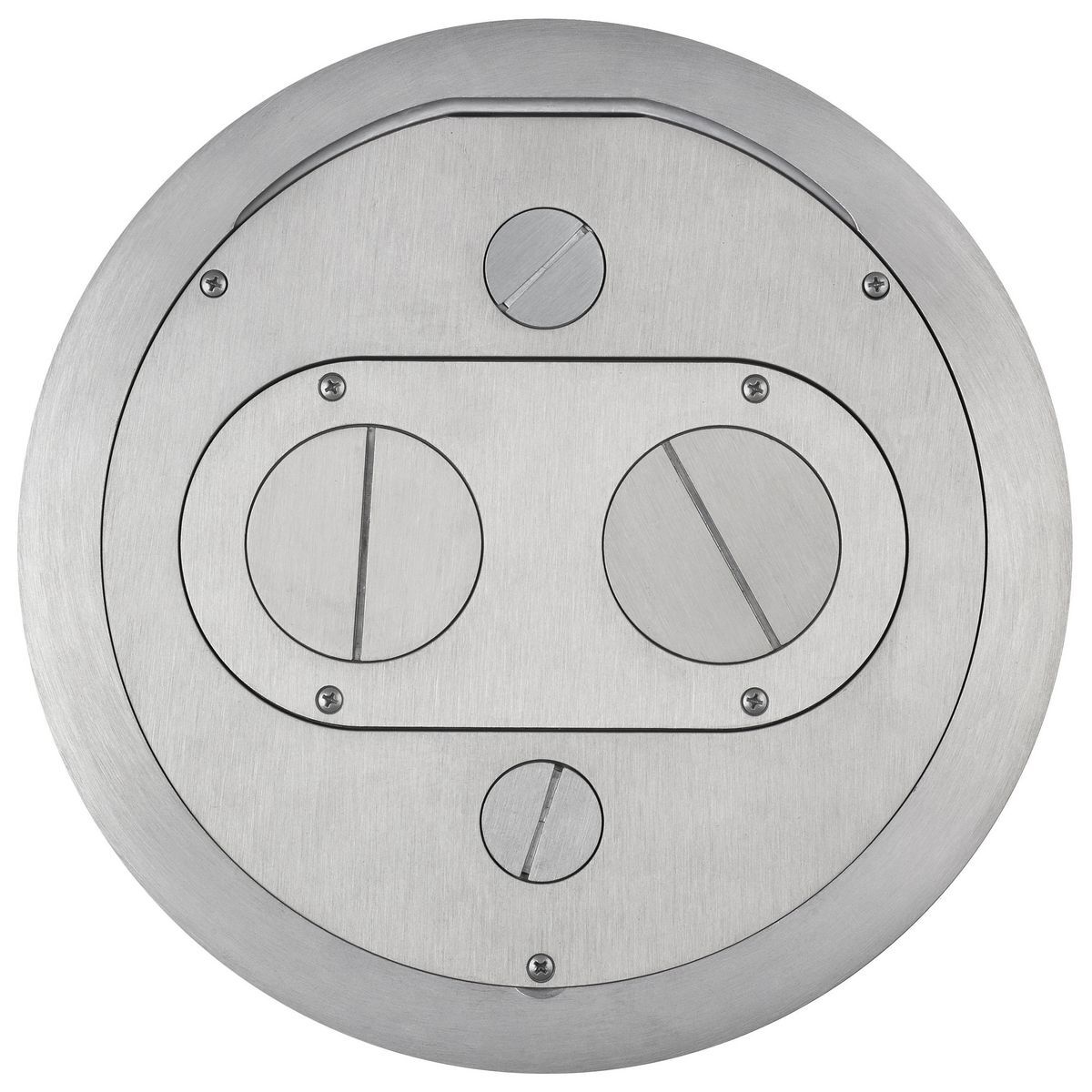 Fire Rated Poke Throughs, Recessed 10" Series, Furniture Feed Cover Assembly, Brushed Aluminum