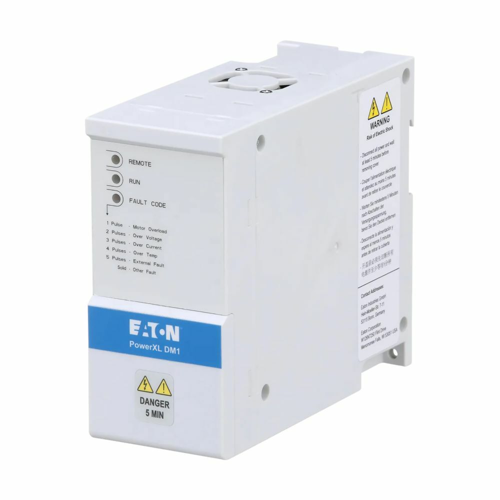 Eaton PowerXL DM1 series micro drive, Three-phase, 400 V, 1.5 A, Internal brake chopper, IP20, No ST0 and no ethernet communications