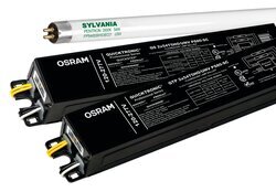 2 lamp Universal Voltage bi level electronic ballast for 54W T5HO lamp with integral lead wires, packaged 10 pieces per case