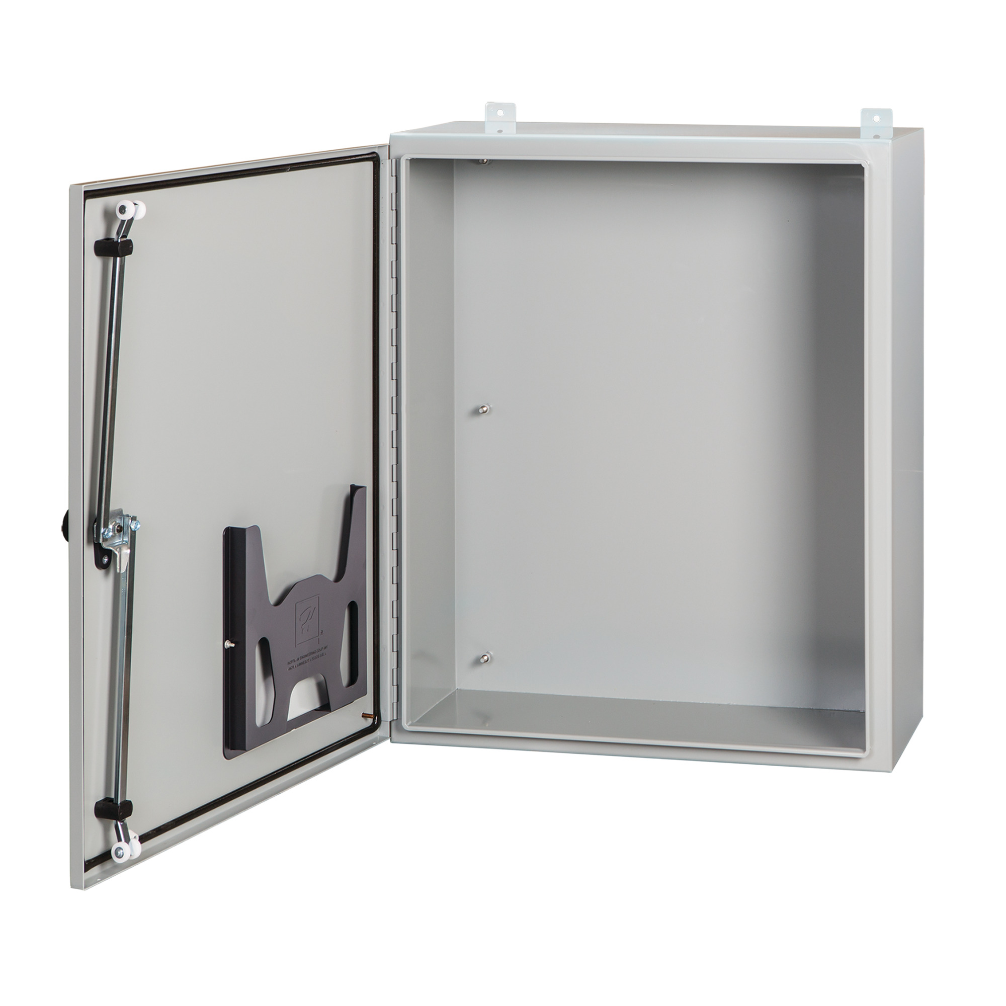 Continuous Hinge Enclosure with 3-Point Latch Type 4, 20x16x8, Gray, Mild Steel