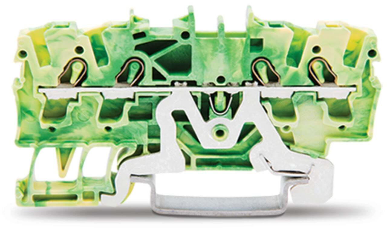 4-conductor ground terminal block; 2.5 mm; suitable for Ex e II applications; side and center marking; for DIN-rail 35 x 15 and 35 x 7.5; Push-in CAGE CLAMP; 2,50 mm; green-yellow