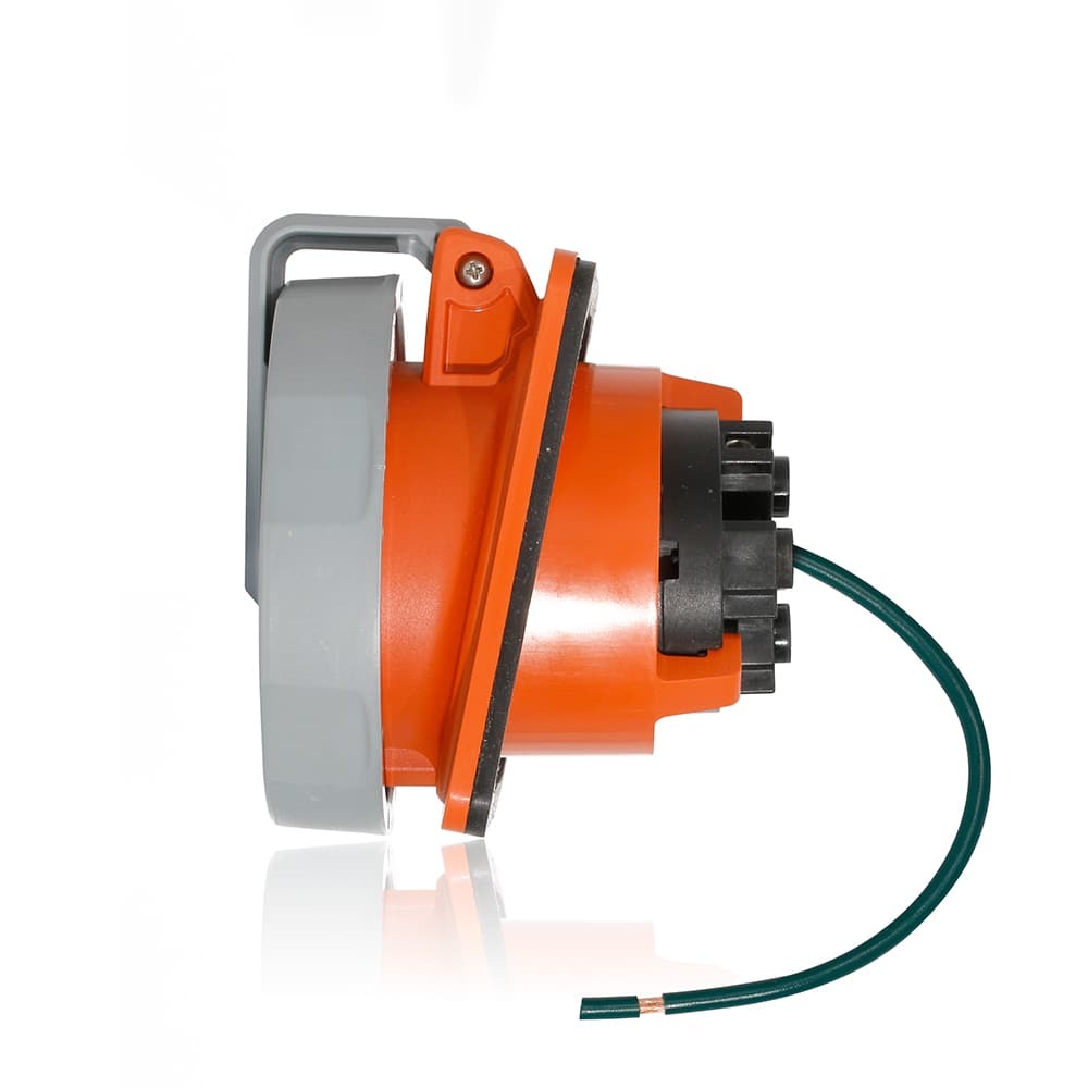 30 Amp, 125-250 Volt 3-Phase, 3P, 4W, LEV Series North American-Rated IEC 60309-1 & 60309-2 Pin & Sleeve Receptacle, Industrial Grade, IP66-IP67-IP68-IP69K, Watertight - Orange