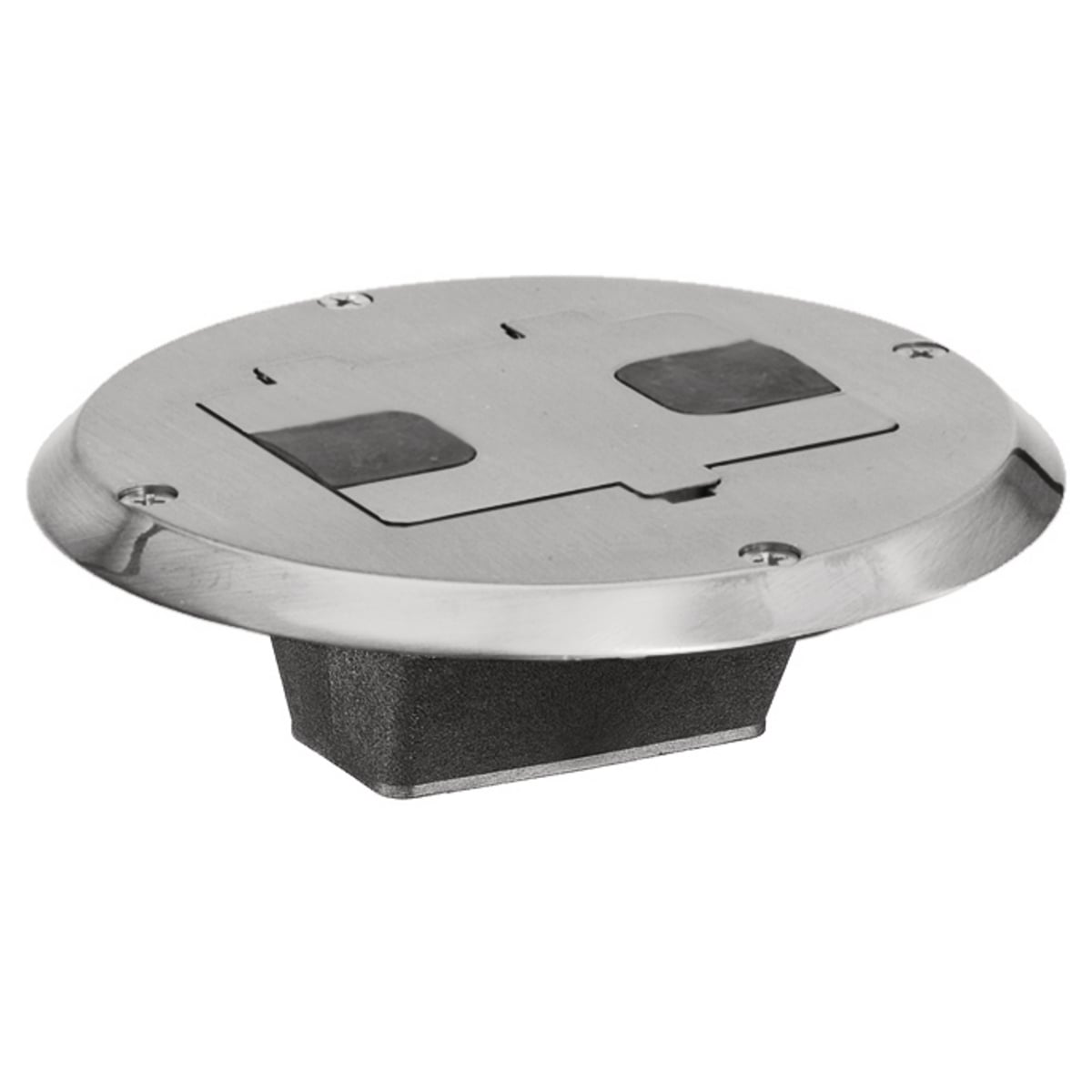 TradeSelect, Floor Box with Flange and Door, Nickel Plated