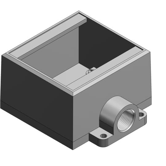 3/4 Inch Deep 2 Gang Cast Device Box, Gray Iron Zinc Plated, Dead End, Suitable for Wet Locations When Used with Gasketed Covers