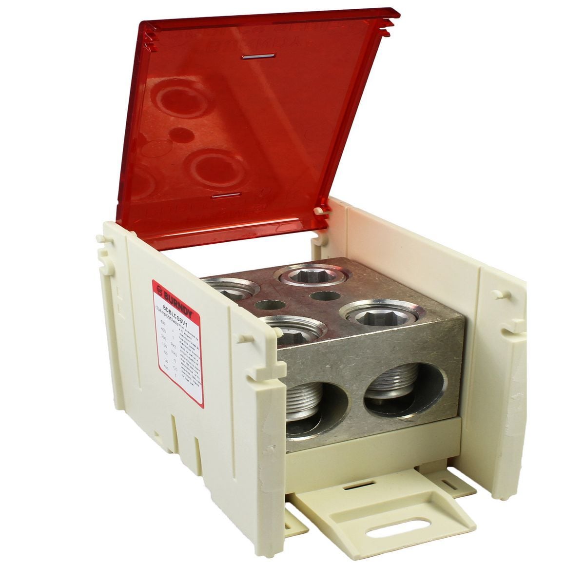 Hinged large cover for distribution block.