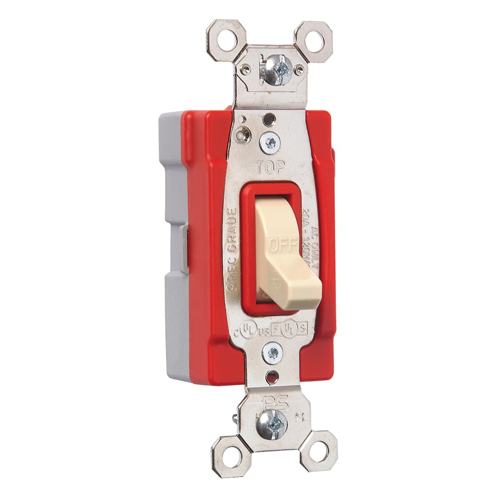 PT20AC1I PlugTail Single Pole 20 Amp Toggle Switch, Ivory