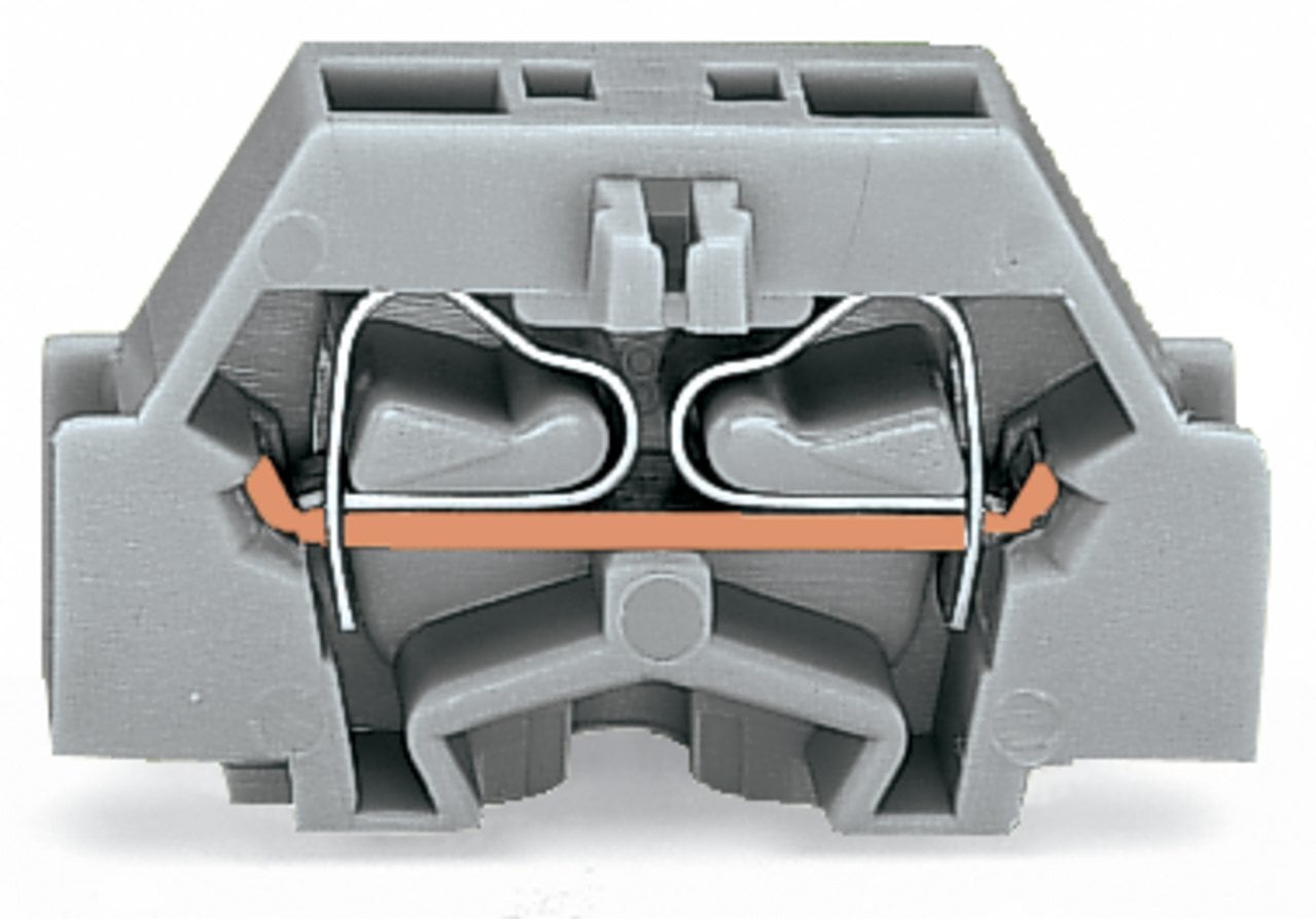 2-conductor terminal block; without push-buttons; with fixing flange; 1-pole; for screw or similar mounting types; Fixing hole 3.2 mm ; 2.5 mm; CAGE CLAMP; 2,50 mm; gray