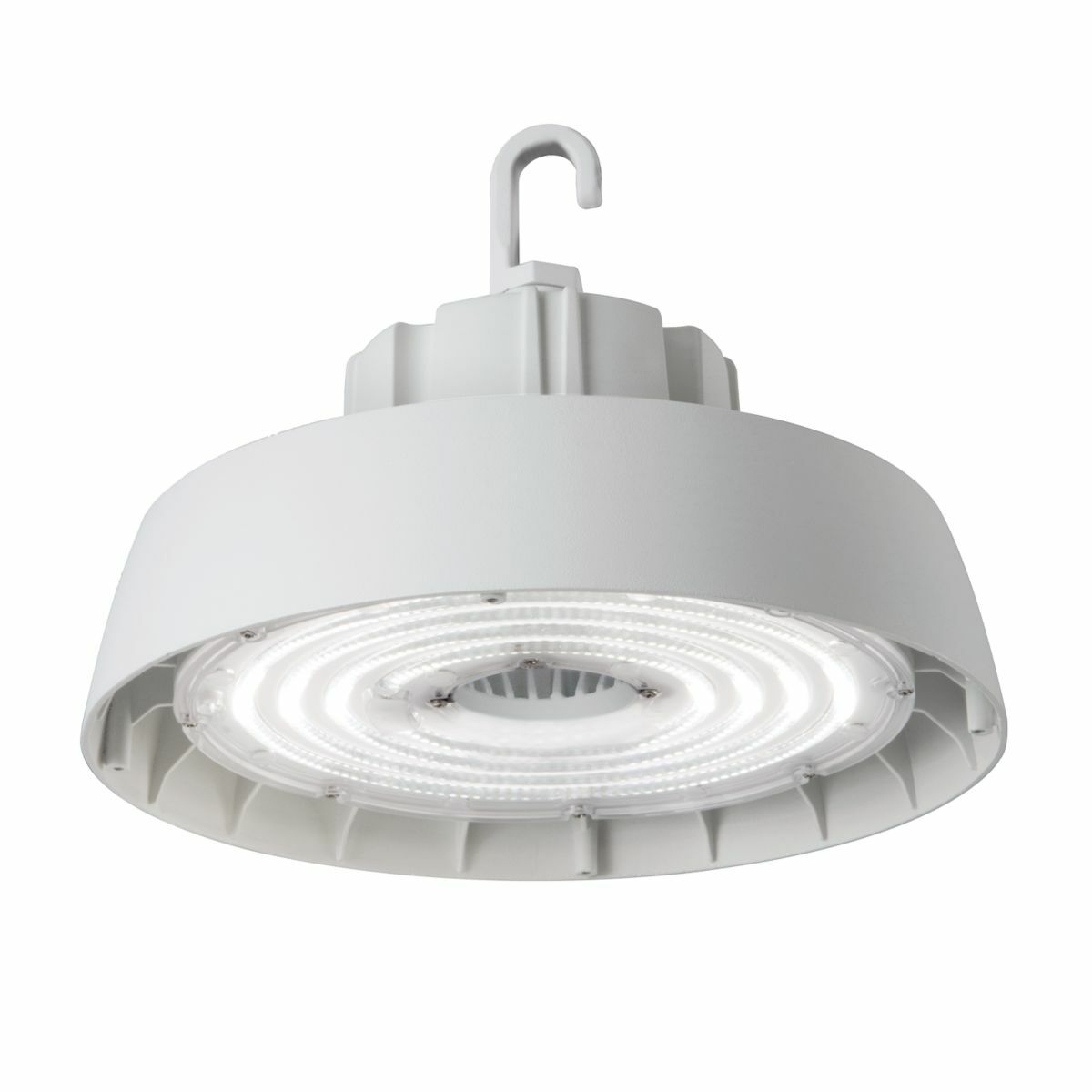Metalux LED Round High Bay, 4000K, 120/277V, White, 30000 lumens, 0-10V Dimming, 6ft Cords, Hook and 1/2" threaded hub mounting
