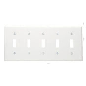 5-Gang Toggle Device Switch Wallplate, Standard Size, Device Mount, Stainless Steel