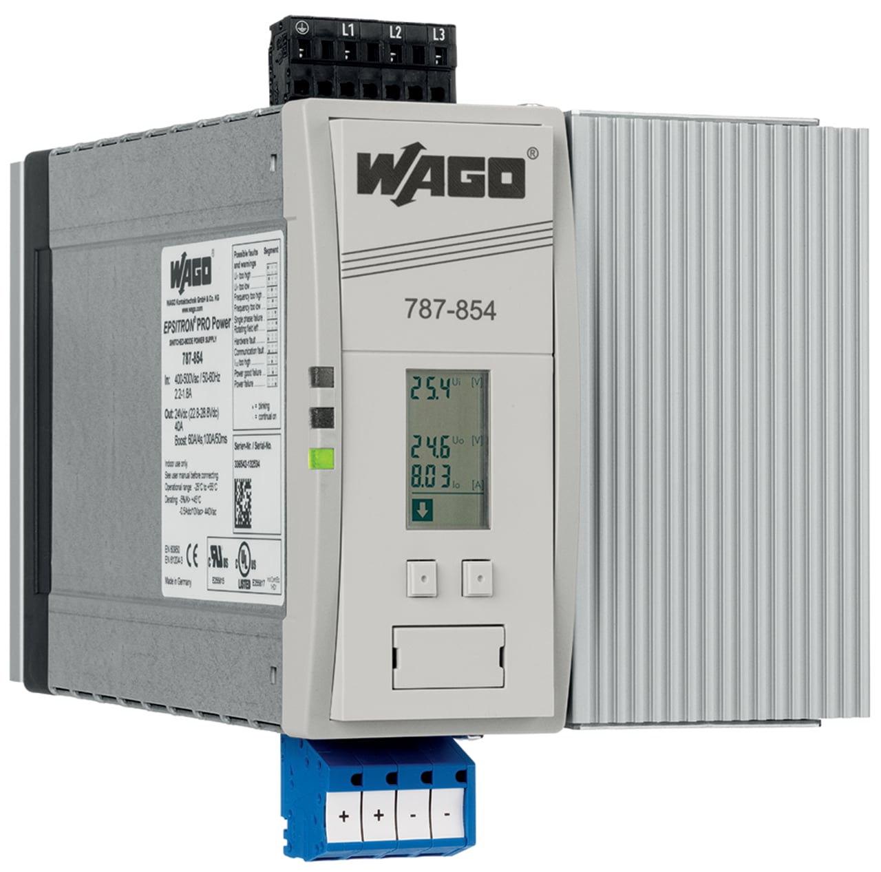 Switched-mode power supply; Pro; 3-phase; 24 VDC output voltage; 40 A output current; TopBoost + PowerBoost; LineMonitor; DC OK signal; 2,50 mm