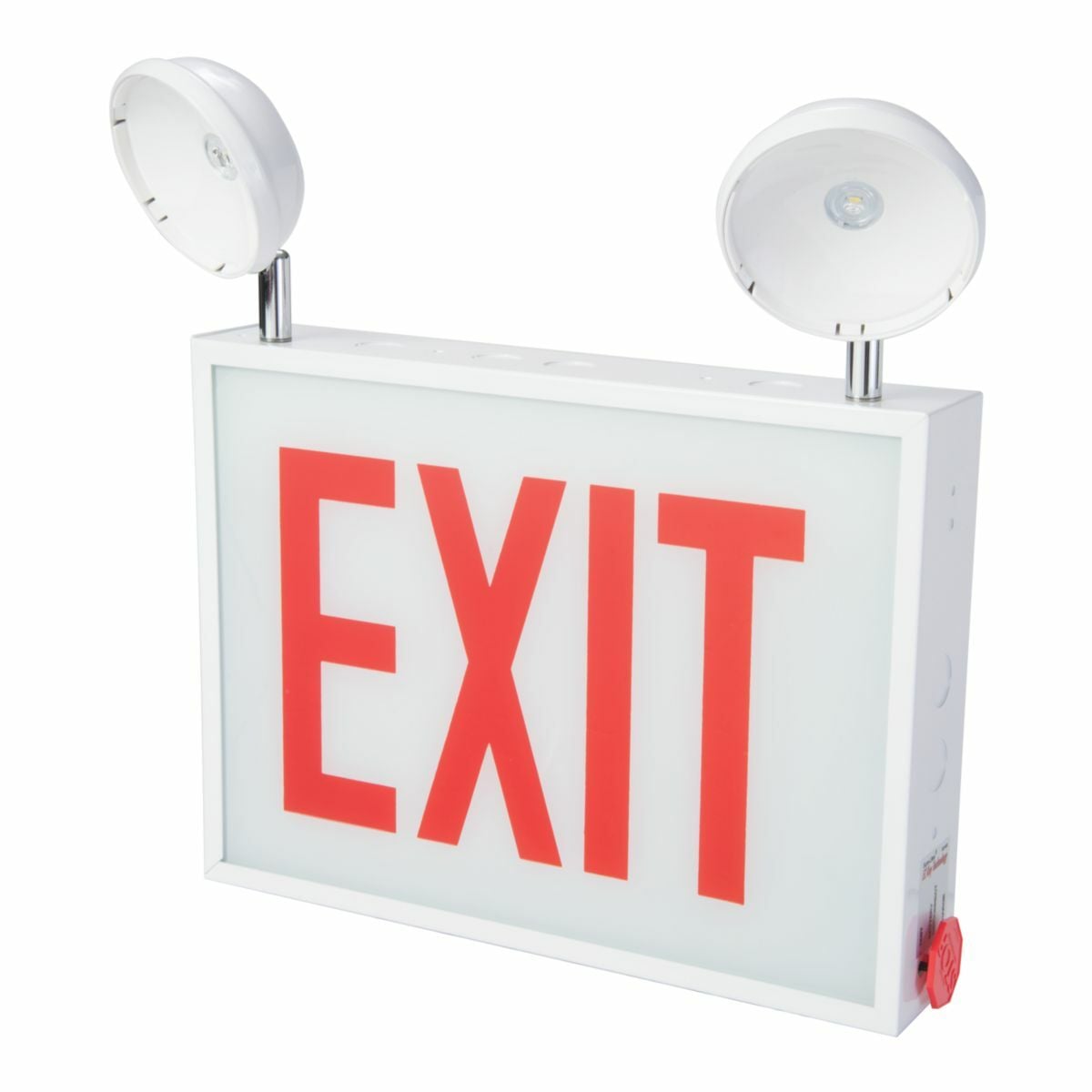 Self Powered, Exit/Emergency Light Combo, Steel Housing, White LED Exit, With Lens