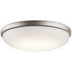 Add this simple LED flush mount ceiling light for additional atmosphere. It features Brushed Nickel finish with a white acrylic diffuser.