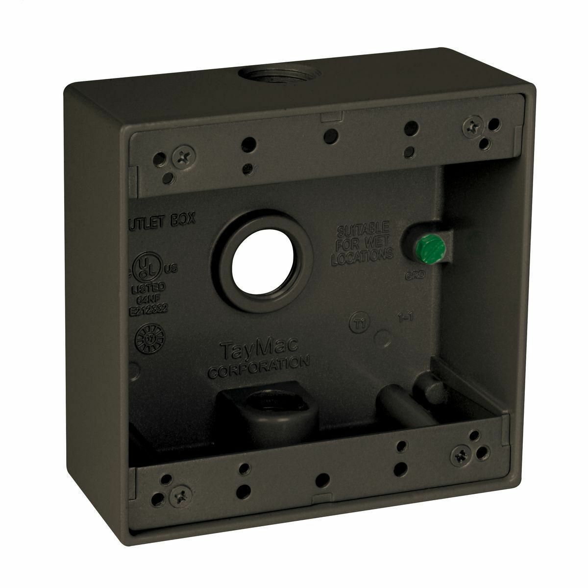 2-Gang Three 1/2 in. Hole Weatherproof Box - Bronze