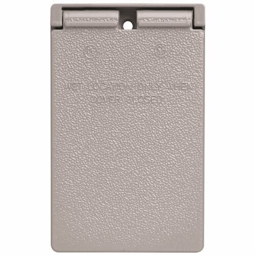 Cast Weatherproof Cover Decorator or Ground Fault Circuit Interruptor Vertical, 1 Self Closing Lid, Gray