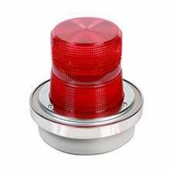 AdaptaBeacon Flashing Beacon, 120 VAC, Halogen Lamp, Surface Mount, Red Lens