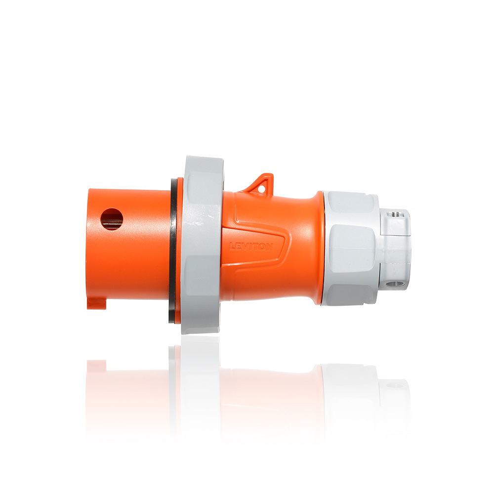 30 Amp, 125-250 Volt 3-Phase, 3P, 4W, LEV Series North American-Rated IEC 60309-1 & 60309-2 Pin & Sleeve Plug, Industrial Grade, IP66-IP67-IP68-IP69K, Watertight - Orange