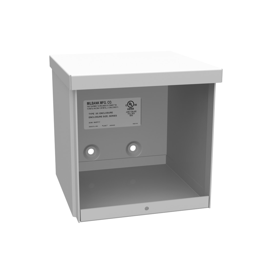 6x6x6 Screw Cover Type 3R UL Listed Steel No Knockouts ANSI 61 Gray Quad D Knockout for Lock Emboss Mounting Holes in Back