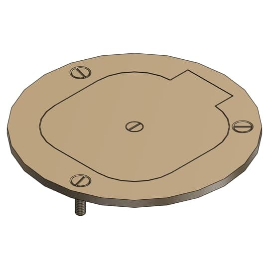 Cover Plate for Flush Service Floor Boxes, 4 Inch Diameter, Duplex Lift Lid, Brass