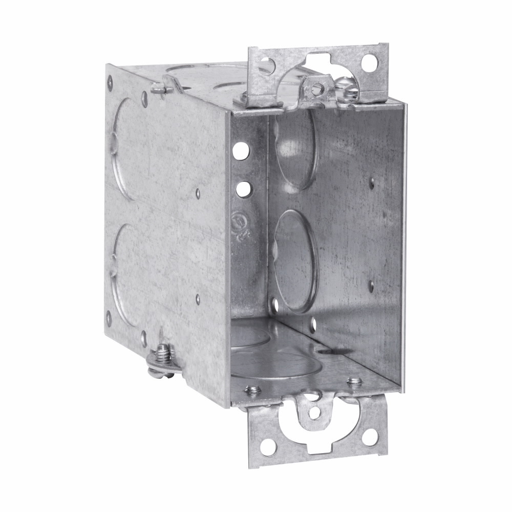 Eaton Crouse-Hinds series Switch Box, (1) 1/2", Conduit (no clamps), 3-1/2", (2) 3/4", Steel, (2) 3/4", Ears, Gangable, 18.0 cubic inch capacity