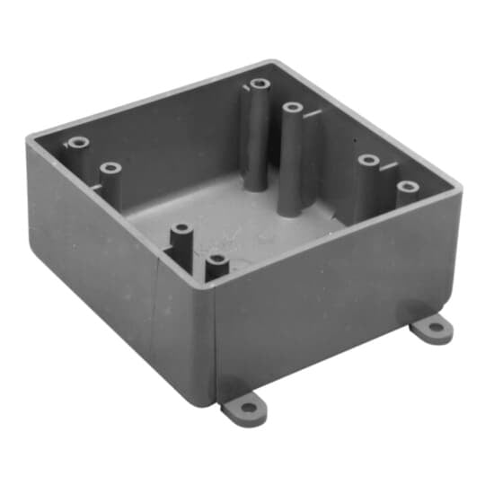 Non-metallic hub less two gang device box, 32 Cubic Inch. Type 2FS.