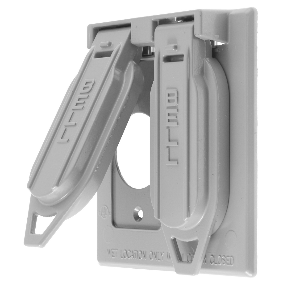 Wallplates and Boxes, Weatherproof Covers, 2-Gang, 1.40" Opening, Vertical, Gray