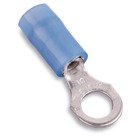 Nylon Insulated Ring Terminal, Length .74 Inches, Width .26 Inches, Maximum Insulation .162, Bolt Hole #6, Wire Range #18-#14 AWG, Color Blue, Copper, Tin Plated, 1,000 Pack