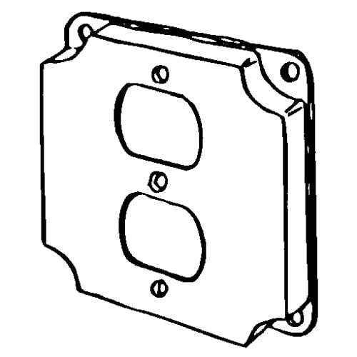 Features:Configuration One Duplex Flush Receptacle, Standard:UL E18095, Material:Steel, Shape:Square, Size:4 X 4 X 0.5IN, Cubic Capacity:7CI