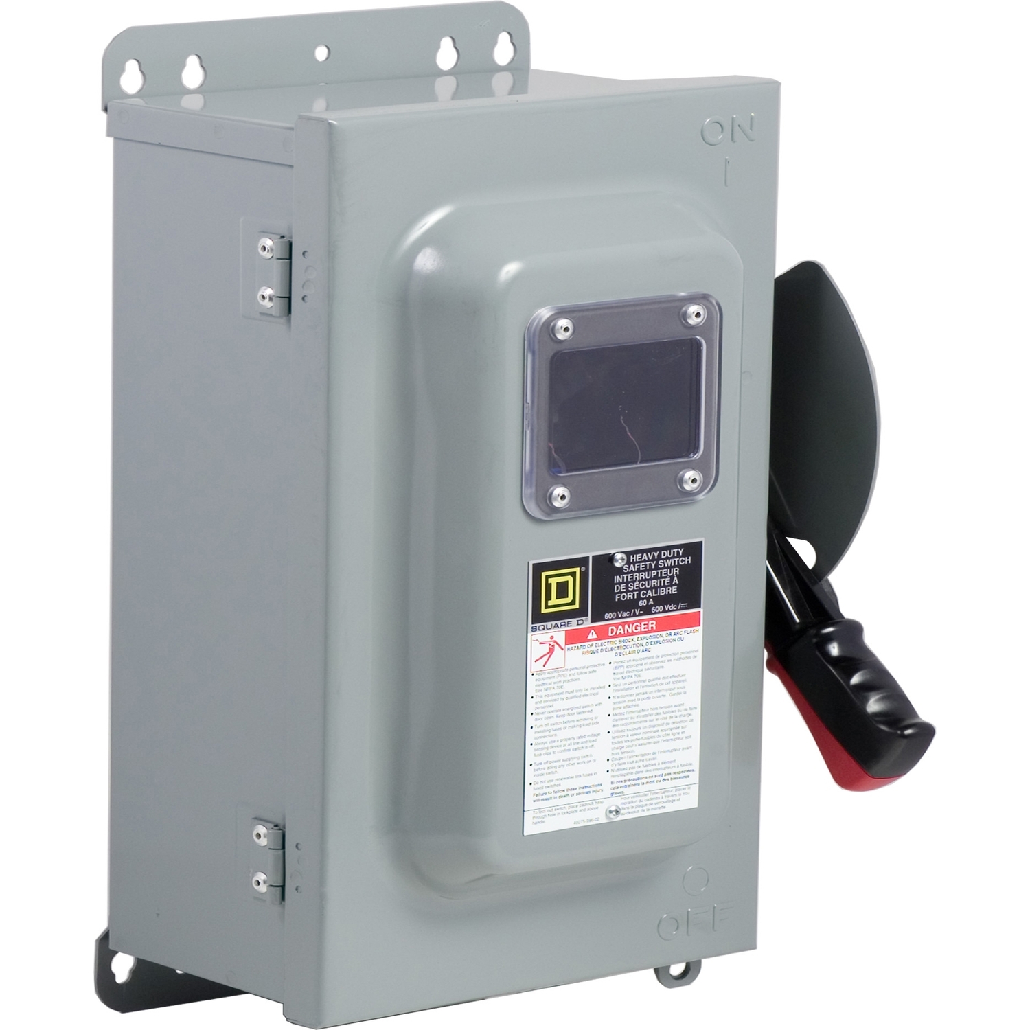 Safety switch, heavy duty, fusible, 60A, 600VAC/VDC, 3 poles, 50HP, NEMA 12