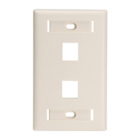 2-Port Quickport Wallplate with ID Windows and Extended Port Spacing, Light Almond