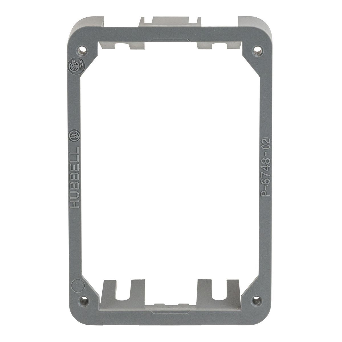 Concrete Floorboxes, Flush, Rectangular PVC Box Series, 1-Gang Adapter Collar for Metallic Carpet and Tile Flanges, Gray