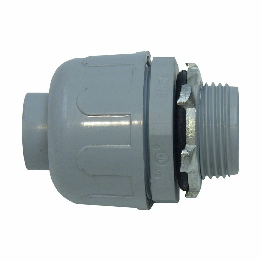 Eaton Crouse-Hinds series non-metallic liquidtight connector, Gray, FMC, Straight, Nylon, 3/4"