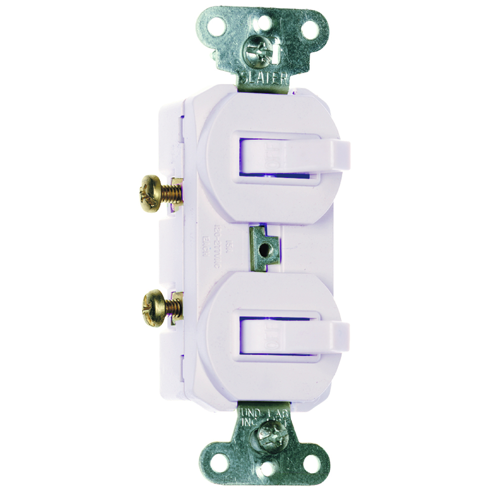 Single Pole, Three way Combination Switch, 15 amps, 120/277 volts, White.