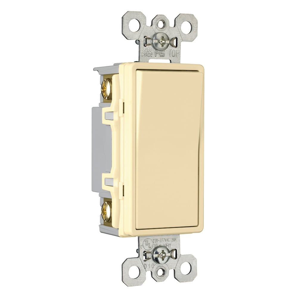 Four-Way, Illuminated Decorator Switch, 15 amps, 120/277 volts, Ivory.