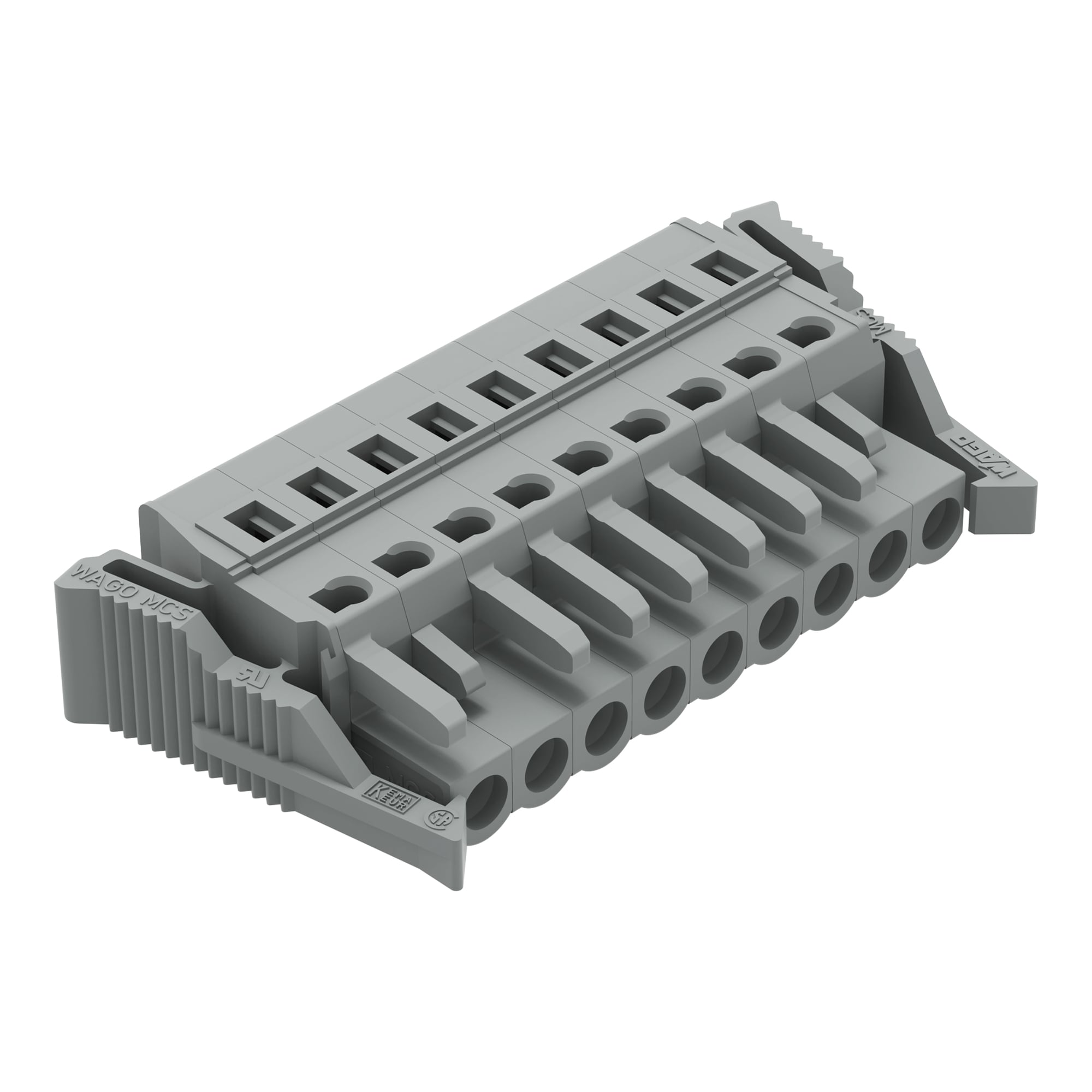 1-conductor female connector; CAGE CLAMP; 2.5 mm; Pin spacing 5 mm; 9-pole; Lateral locking  levers; 2,50 mm; gray